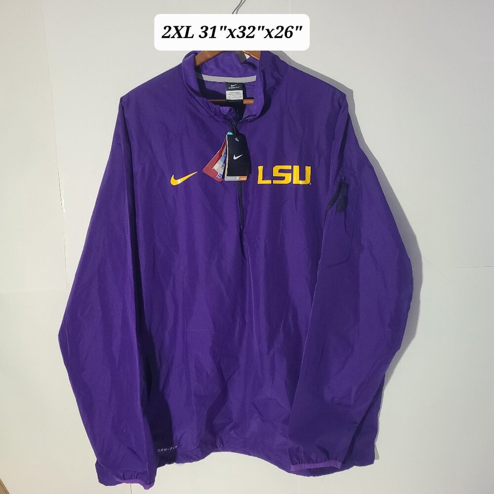 Nike Storm Fit LSU Tigers Purple 2XL 1/4 Zip Pullover Windbreaker NWT